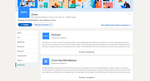 Example LinkedIn Products